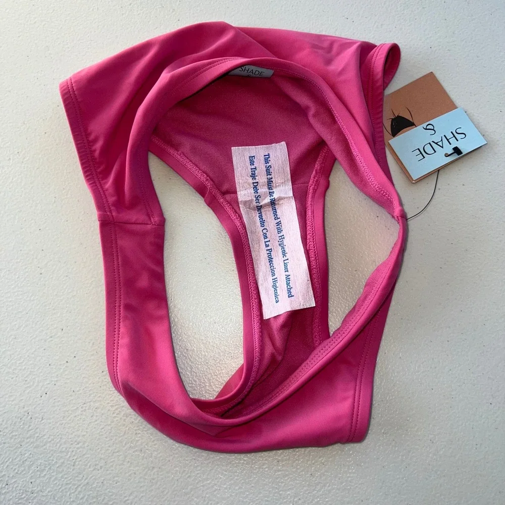 NWT Shade & Shore Pink Bikini Bottom Low Rise High Leg‎ Medium Coverage Small